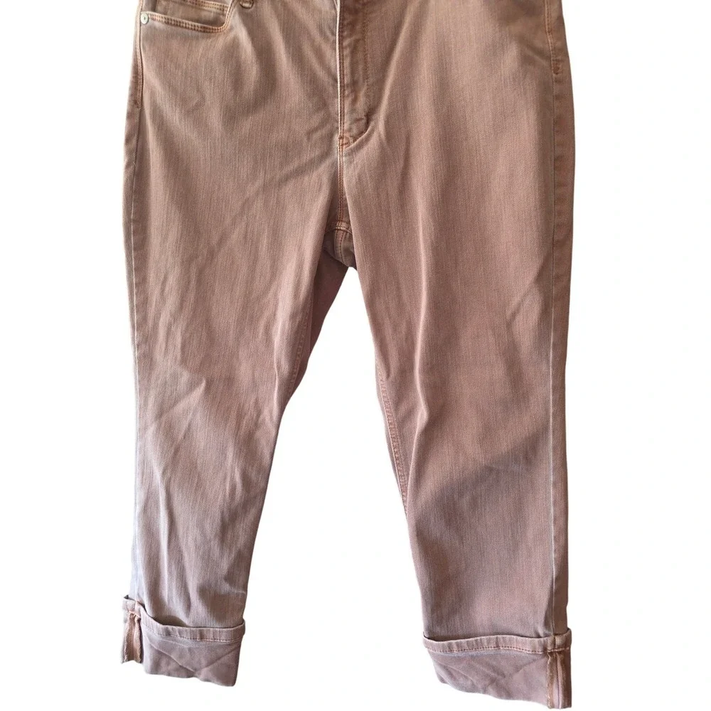 J. Jill High‎ Rise Cropped Jeans 10 Petite Womens Salmom Colored Cuffed Denim